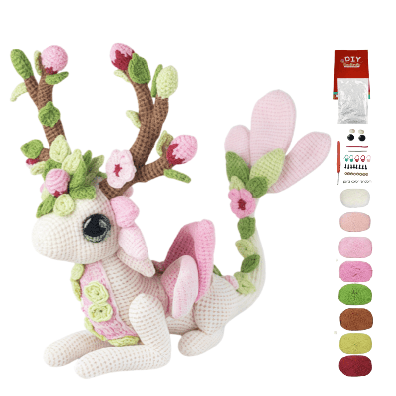 LMH Beginner and Intermediate Crochet Kit - Contains yarn、Hook and Step-by-Step Video Tutorial - 1Plum Blossom White Dragon Crochet Hook Set