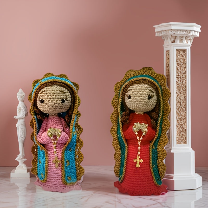 2 Virgin Mary,DIY Craft Kit,Handmade Yarn Knitting Kit,Valentine's Day/Birthday Christmas Gift Beginner Crochet Kit(Random Color of Accessories),Crochet Kit for Beginners