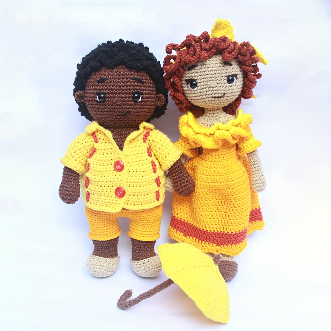 Vioiv Yellow Clothes Doll Crochet Kit for Beginners - Amigurumi Adult Crochet Handmade DIY - Animal Crochet Kit for Beginners - Contains everything you need for crocheting - Contains paper English basic stitch tutorial instructions - Contains detailed tea
