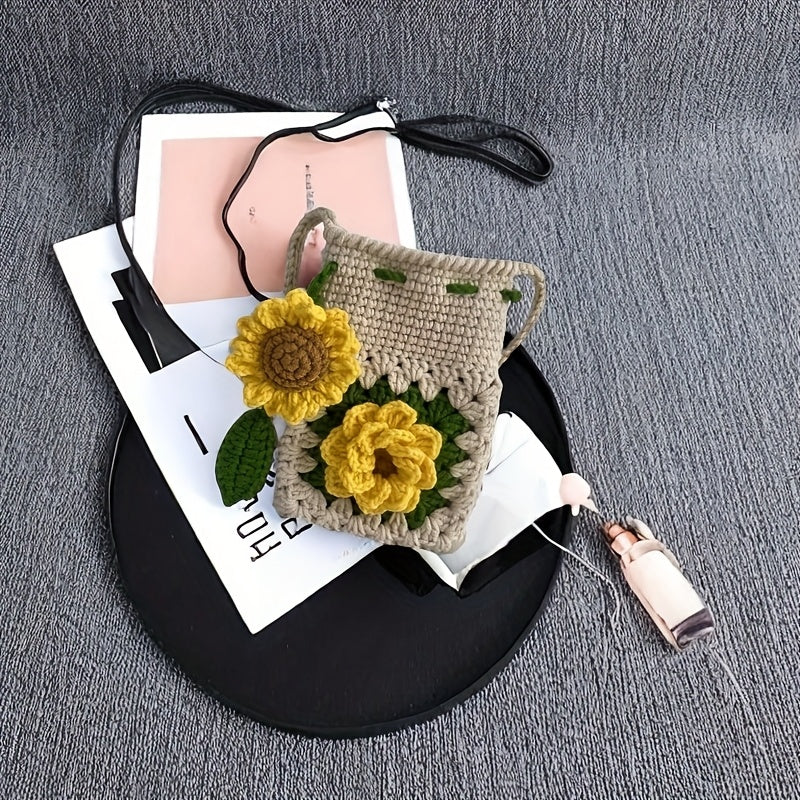 1 Beginner Crochet Kit Set,Suitable for Sunflower Phone Bag,Suitable for Beginners,Including English teaching videos、Crochet Kit for Adults