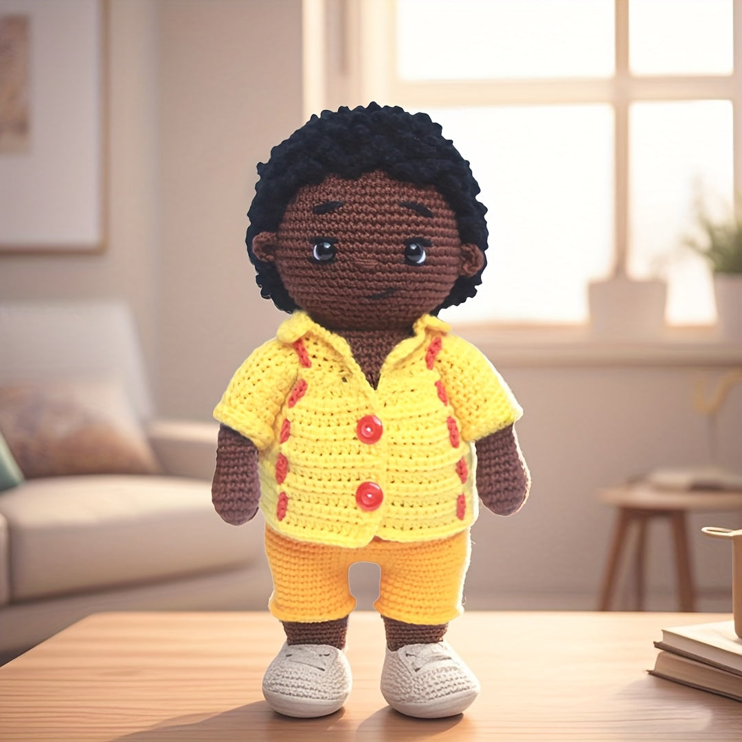 Vioiv Yellow Clothes Doll Crochet Kit for Beginners - Amigurumi Adult Crochet Handmade DIY - Animal Crochet Kit for Beginners - Contains everything you need for crocheting - Contains paper English basic stitch tutorial instructions - Contains detailed tea
