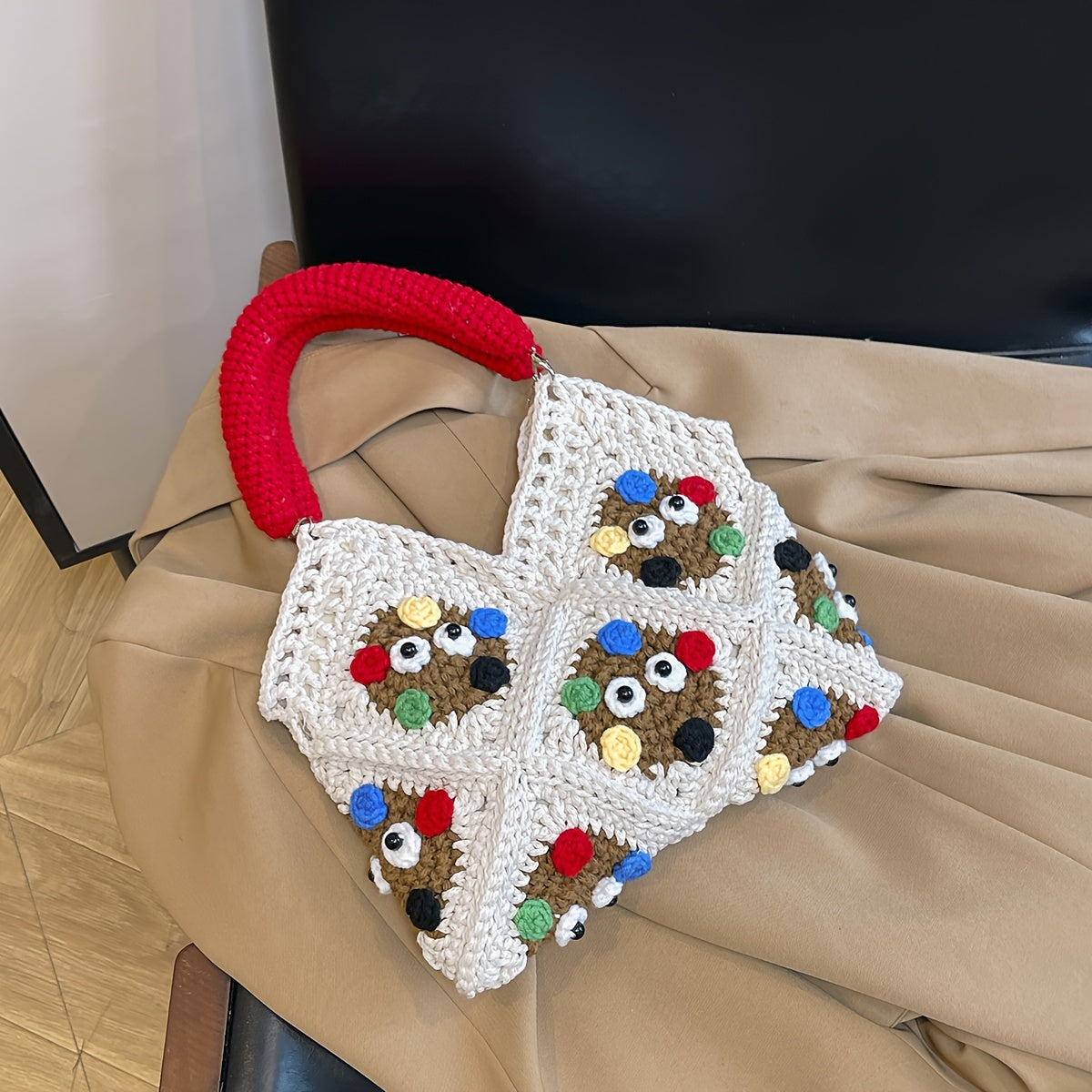 Trendy Hot-Selling Fashion Versatile Handmade Crochet Yarn Coal Ball Handbag(Finished Package)