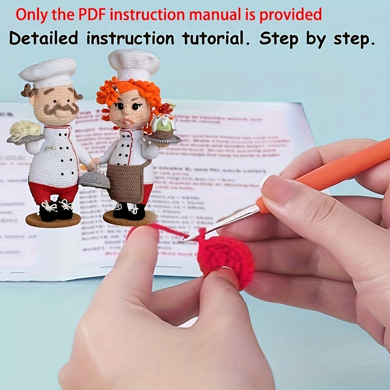 2Chef's Hook and Line Set,Suitable for Beginners - Crochet Thread Set,With enhanced softness thread,Easy-to-follow video tutorials,Four Seasons Handmade,Mixed Pigment Fabric Material