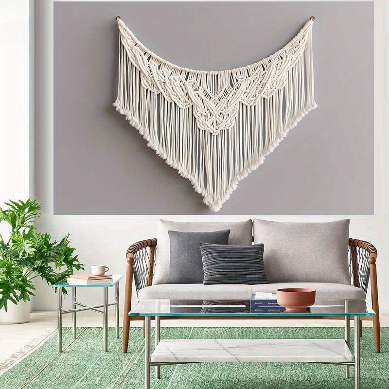 1pc Boho Macrame Wall-mounted Background,With intricate nodular tassels and elegant brick wall design - Polyester Material,Perfect for birthday parties、Outdoor Celebrations and Festivals - No Electricity Required,Holiday Decoration | Boho Chic Decoration