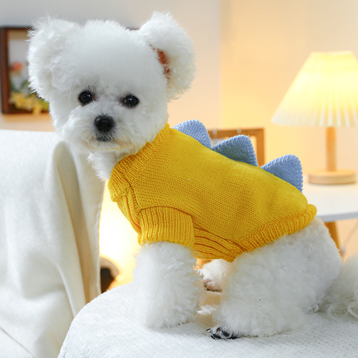 2 Piece Set Dinosaur Sweater Set - green + Yellow Pet Supplies Puppy Supplies Cat Supplies Sweater Set with High Collar