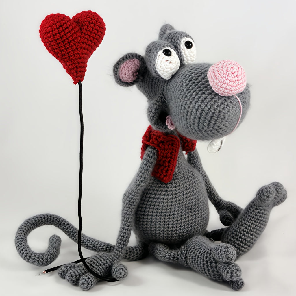 1Crochet Kit for White Mouse DIY Material Set - Crochet Enthusiast's Amigurumi Crochet Kit - Handmade DIY Mouse Pattern Crochet Kit - Adults Only - Includes complete instruction manual - A Must-Have Crochet Kit for Handicraft Enthusiasts - Crochet Kit for