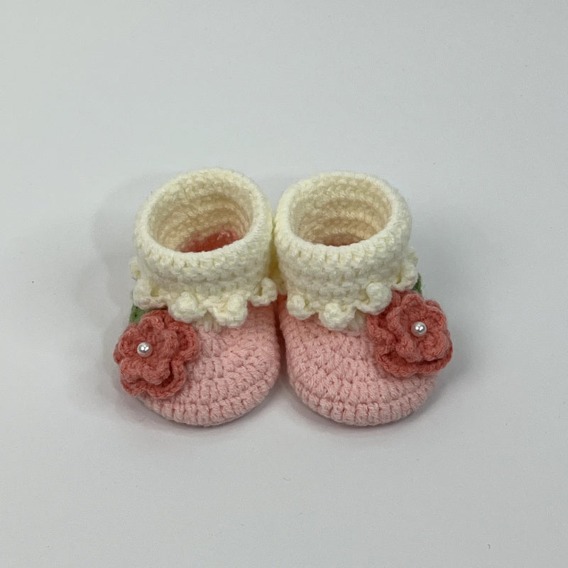 Customized products Handmade Crochet Flower Decorated Baby Shoes Cute Baby Shoes