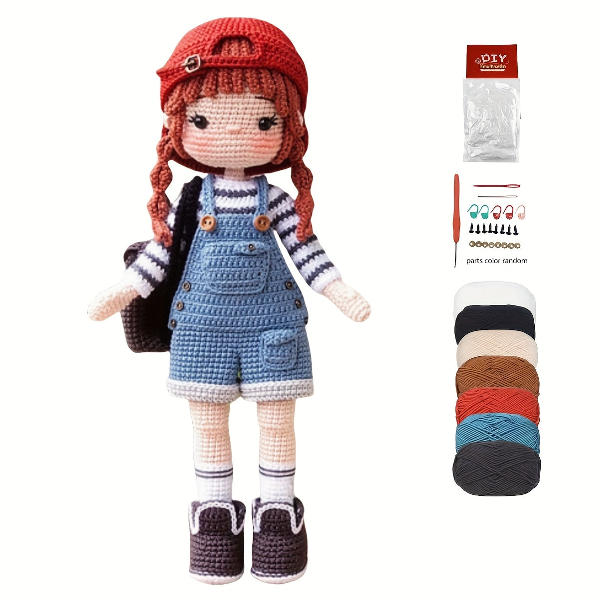 1-Set Princess Crochet Kit for Beginners, Adult Crochet Set with Step-by-Step Text Tutorial, Backpack Girl DIY Crocheting Kit, Cute and Interesting Home Decor Ornament, Perfect Gift for Birthday, Valentine'S Day, and Holidays