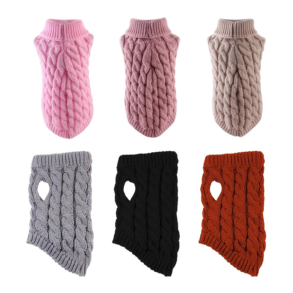 1Comfortable Knitted Cat and Dog Sweater - Soft Acrylic Pullover for Small to Medium Pets,Winter and Autumn Thermal,Yes7Available Colors,Machine Washable