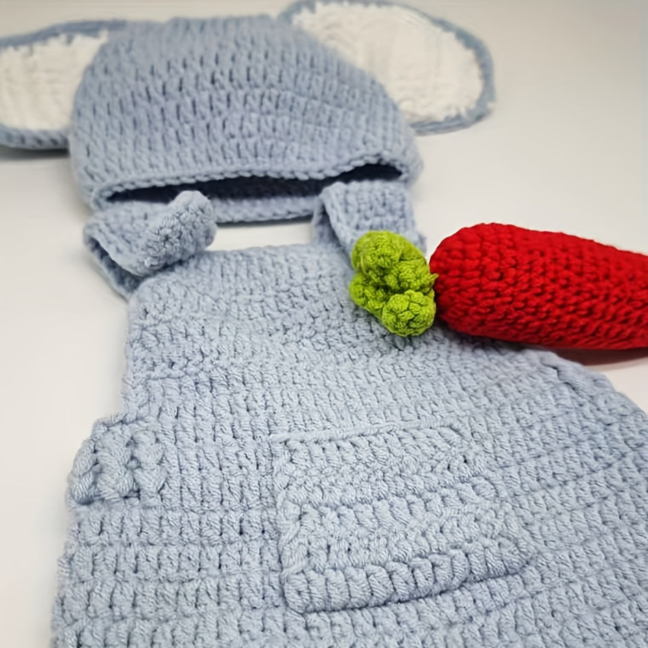 Crochet Carrot Bunny3Set of Cute Fleece-Lined Suspender Pants for Newborns