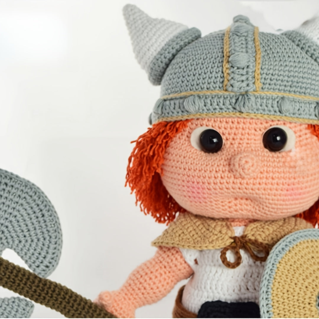 1Crochet Hook Needle Boy with Axe,Includes complete weaving kit、High-quality yarn、Manual and English Video Tutorial。Suitable for Families、Friends、Couple,Makes a perfect gift for all occasions