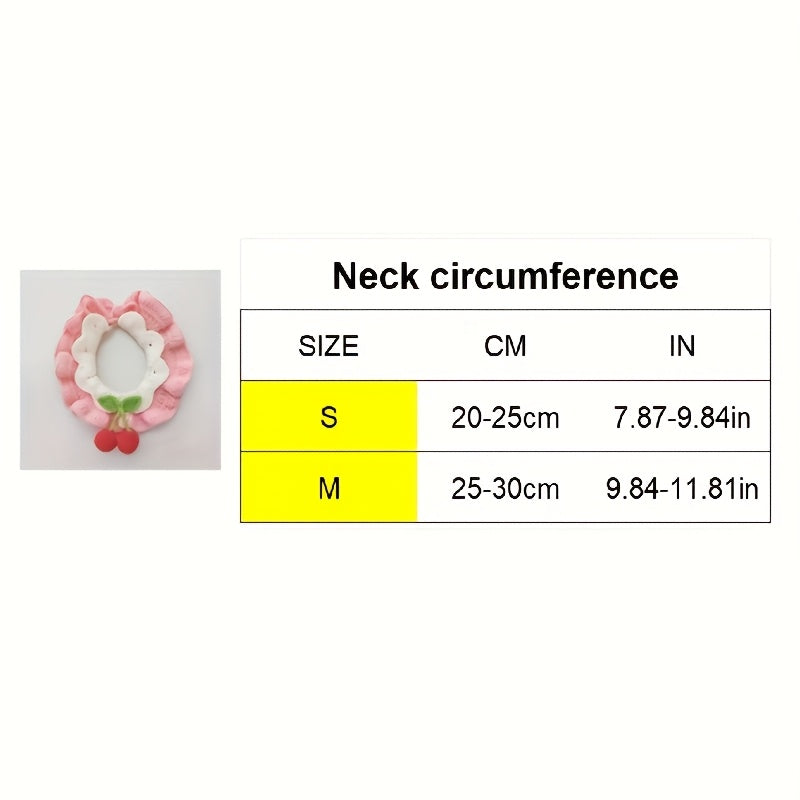 Handmade Cute Crochet Cat and Dog Scarf,Comes with a pink bow tie、Rabbit ears and cherry embellishments – Lightweight、Fashion、Suitable for All Seasons – Suitable for small to large pets
