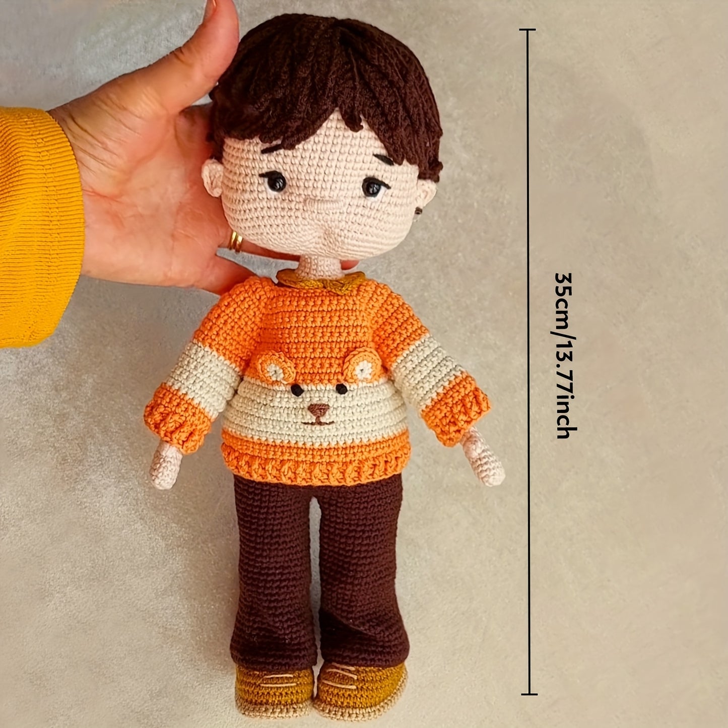 Vioiv Cute Yellow Large Doll Crochet Kit for Beginners - Crochet NeedleميGurumi Kit - Adult Crochet DIY Animal Craft Kits,Includes complete beginner tutorial videos - A must-have for handicraft enthusiasts,Crochet Kit for Adults with Basic Knitting Guide