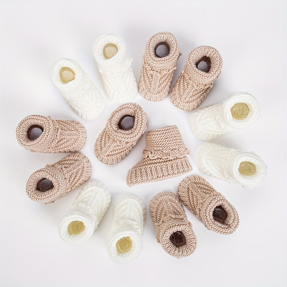 2Double/Bag 0.0-39.37Foot Baby Knitted Short Socks Solid Color Crochet Walking Socks Cream White Short Ankle Socks Baby Boy Clothing Birthday Gift