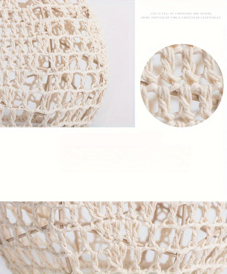 Bohemian Style Woven Pendant Lamp Shade Handwoven Indoor Decorative Lighting Living Room Homestay Hotel Bar Counter Creative Decorative Lighting