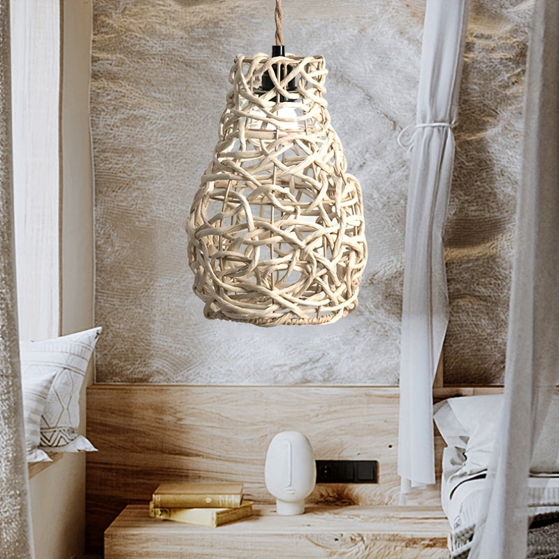 Handmade Paper Rope Lampshade,Elegant Woven Pendant Lamp Shade,Suitable for floor lamps、Table Lamp、Chandelier Wall Lighting Replacement Decoration - No Electricity Required,Home Decoration