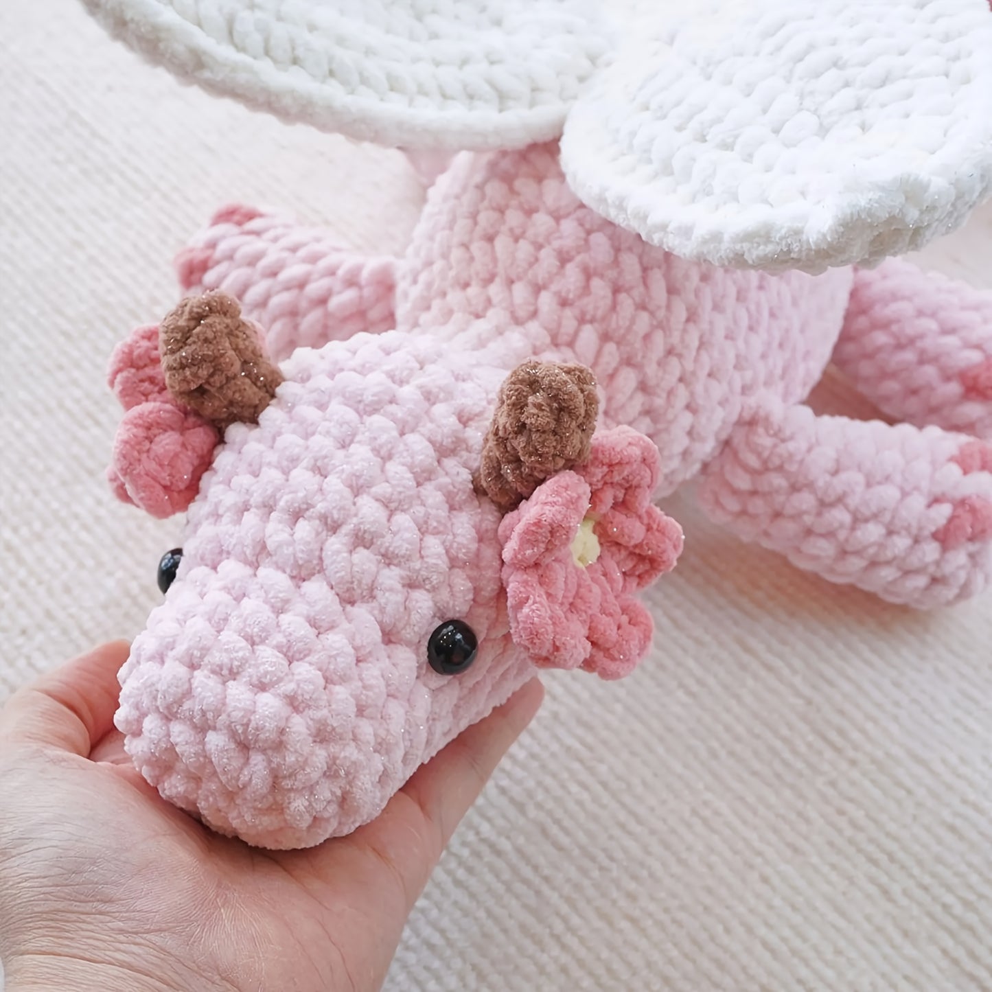 A set of pink flying dragons DIY Crochet Hook Set,Suitable for Beginners、Handicraft Enthusiast,Crochet Kit for Adults,DIY Adult Crafts,Birthday Valentine's Day Holiday Gifts,Cute and Fun Home Decor Ornaments-Non-Finished Product
