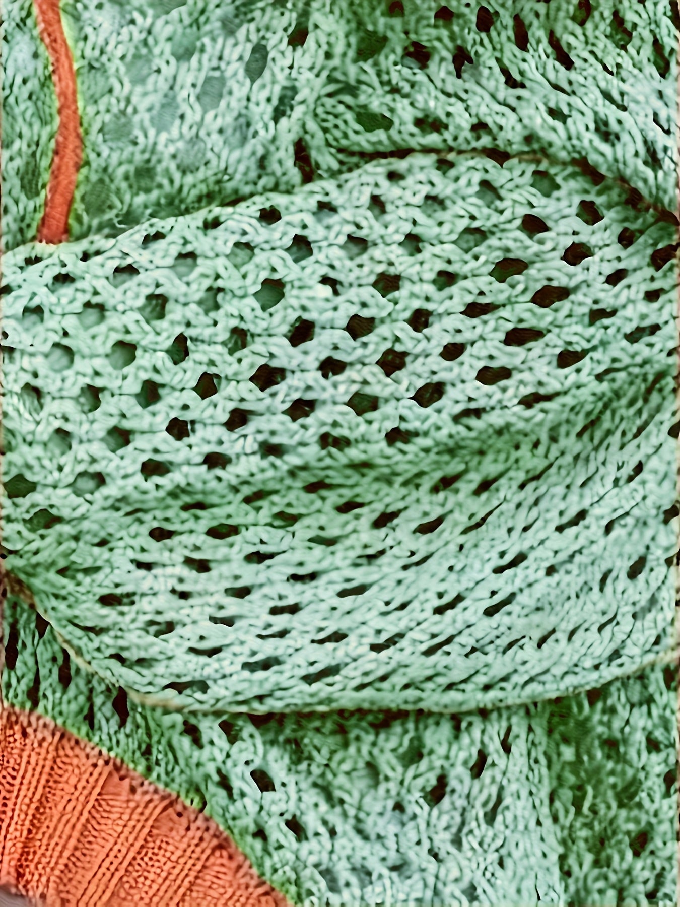 Women'S Plus Size Green and Orange Crochet Hoodie - Stylish Spring/Summer Beach Cover-Up with Drawstring Detail, Lightweight and Breathable, Perfect for Casual Attire, Beach Coverup Hoodie|Crochet Coverup|Stretchy Fabric, Beach Coverup Hoodie