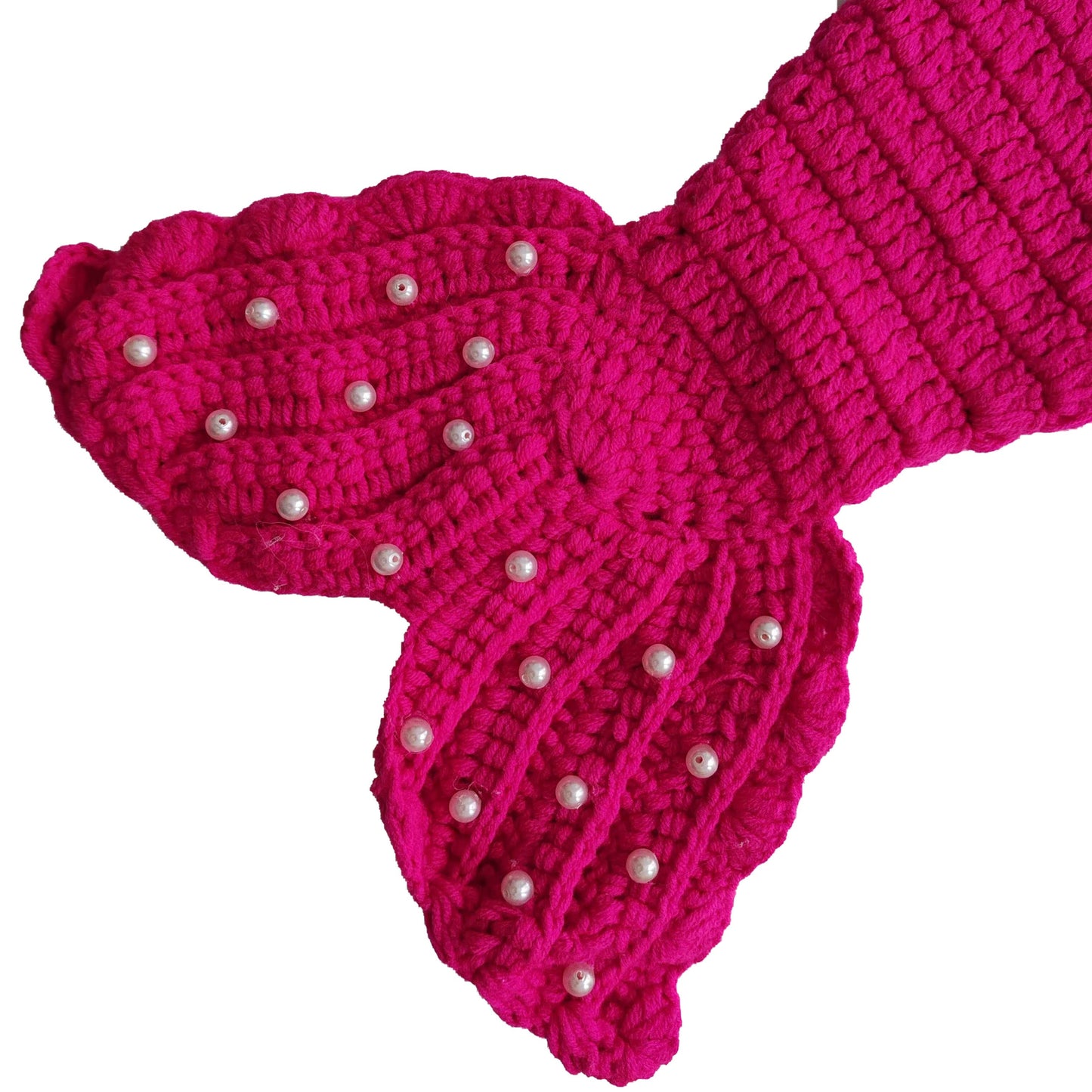 Children's Mermaid Theme Knitted Set - 3 Set,Including the train skirt、Bikini Top and Starfish Accessories,Very suitable for taking photos、Performance and festive costume,Red and magenta,Handmade Crochet,Photography Props,Holiday Gift