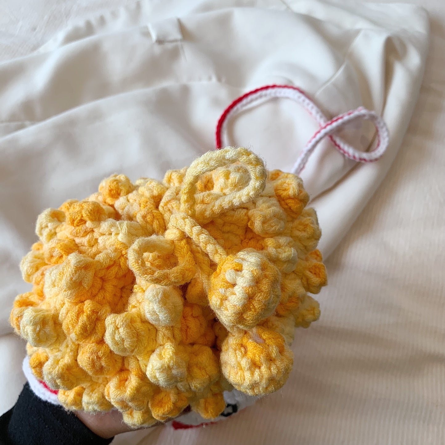 Fashion Popcorn Shape Crochet Woven Crossbody Phone Bag - Colorful Knit Shoulder Bag,Unlined
