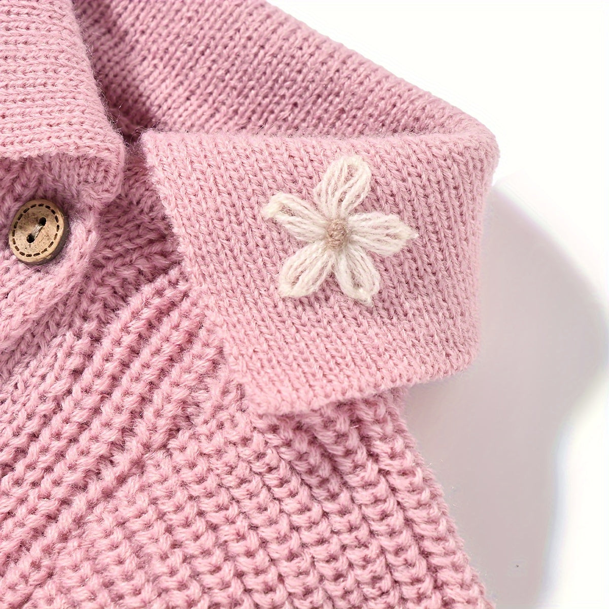 1Soft Knitted Pet Sweater,With floral button closure - All-Season Small Dog and Cat Cardigan,Pink and white edge design,Durable and Comfortable Pet Clothing,Exquisite Sewing,Breathable Material,Exclusive for Cat Lovers