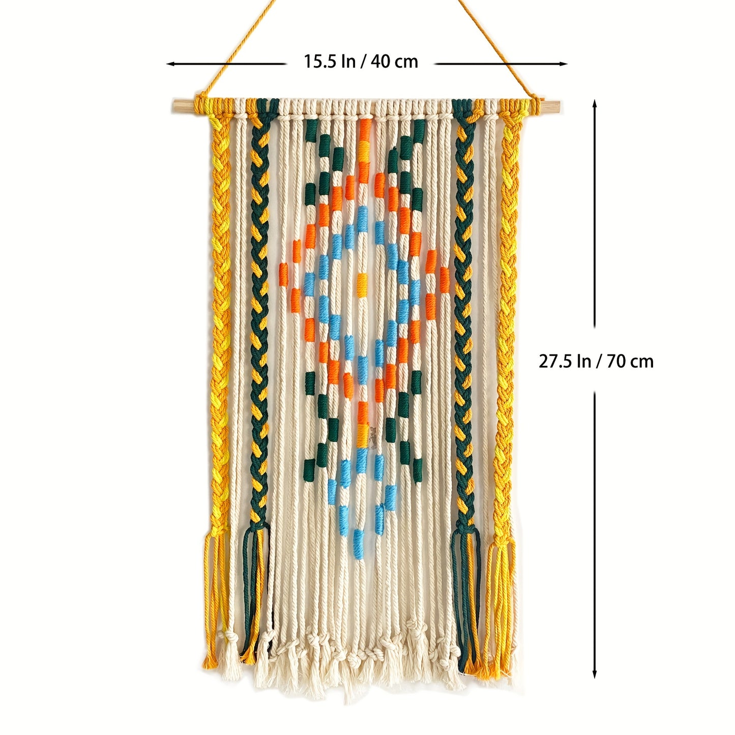 A Bohemian Style Handwoven Tapestry - Cotton blend fabric with tassels,Suitable for Bedroom、Living Room、Dormitory Decoration - No Electricity Required,Featherless Bohemian Decorative Piece