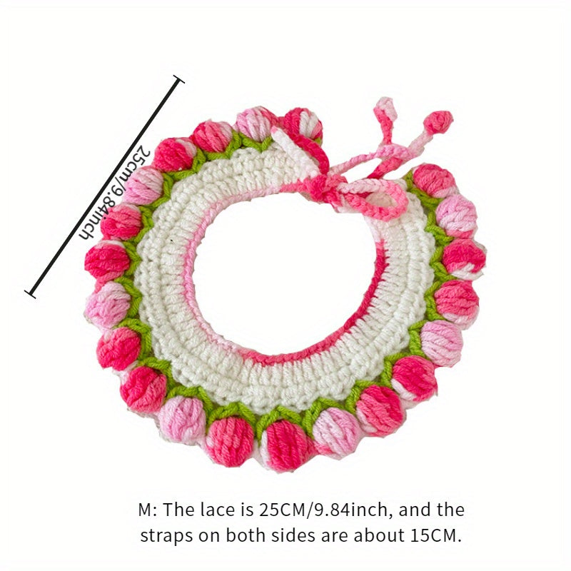 Cat and Dog Spring Summer Rose Scarf Cute Accessories Pet Drool Bib Dog Handmade Knitted Scarf Neck Warmer Bib Bow Tie