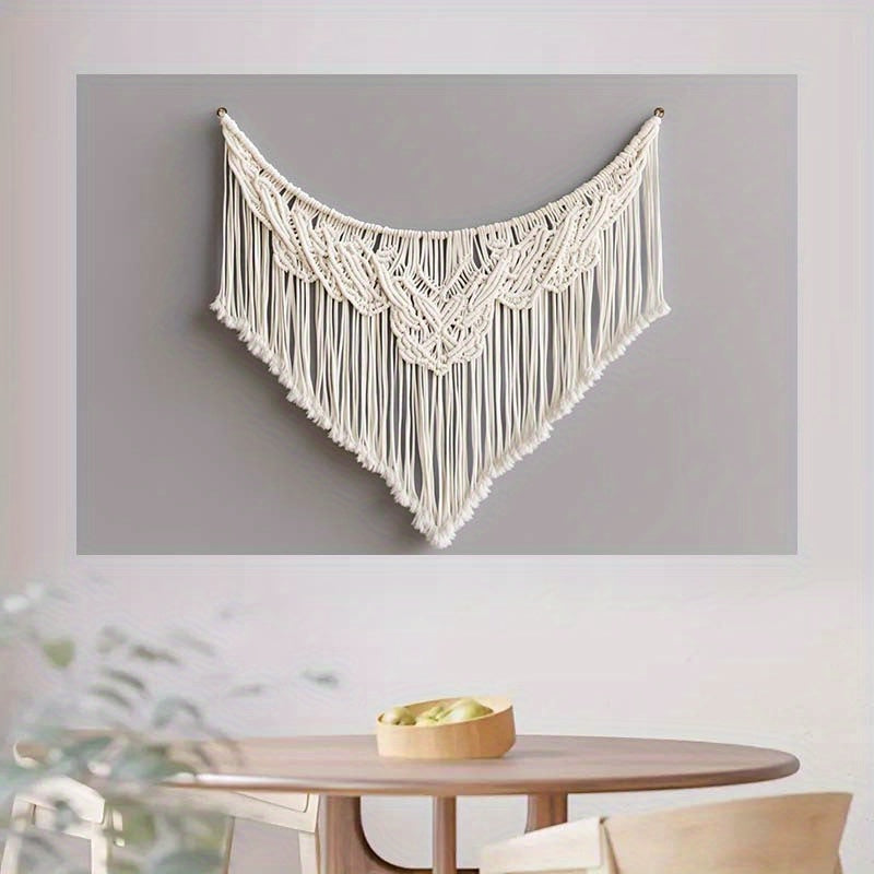 1pc Boho Macrame Wall-mounted Background,With intricate nodular tassels and elegant brick wall design - Polyester Material,Perfect for birthday parties、Outdoor Celebrations and Festivals - No Electricity Required,Holiday Decoration | Boho Chic Decoration