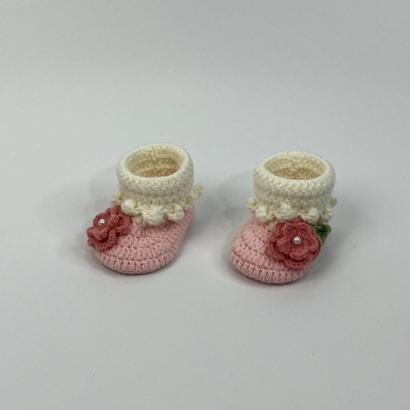 Customized products Handmade Crochet Flower Decorated Baby Shoes Cute Baby Shoes