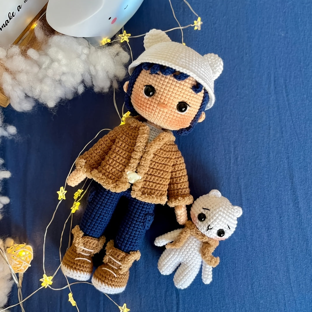 2Pieces/Set,Latest Amigurumi Adult Hand Knitting Kit,The Boy and His Bear,Cute and Fun Spring Modern Home Decor Ornaments,Non-Finished Product,With gradual PDF Text Tutorial Crochet Kit for Adults,Wedding Decorations Christmas Valentine's Day Thanksgiving