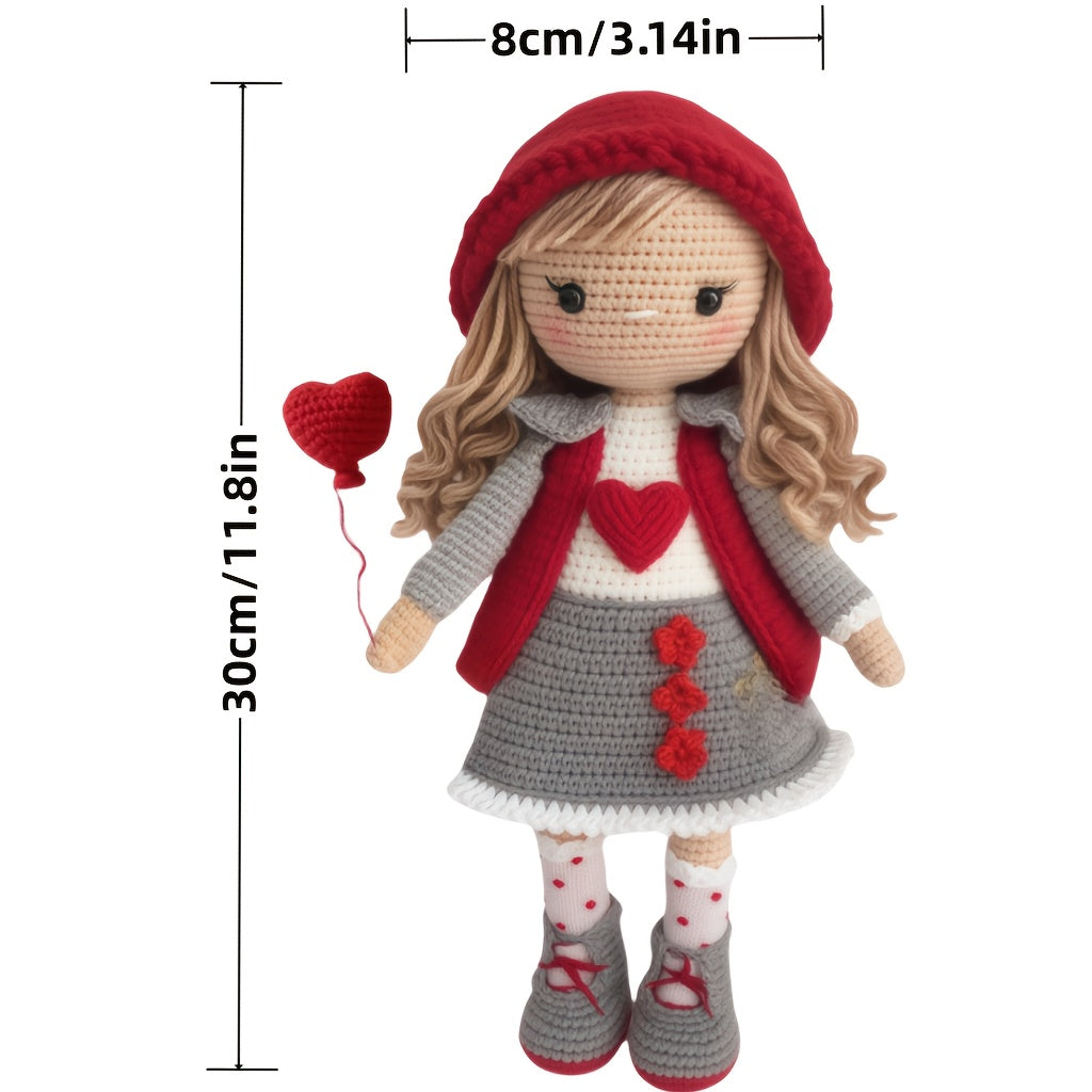 Beginner Animal Crochet Kit,Crochet Kit for Adults with Step-by-Step Tutorial Text Guide,Heart-shaped Girl DIY Woven Kit,Cute Spring and Summer Home Decorations,Birthday and Valentine's Day Gifts