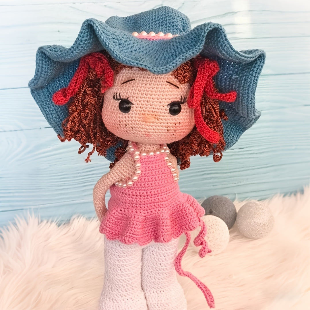 Straw Hat Girl Crochet Kit,Crochet Kit for Adults, girl DIY Woven Kit,Cute and Fun Home Decor Ornaments,Suitable for birthday Valentine's Day holiday gifts,It's a gift for family members,Partner,The best product from my friend-Non-Finished Product