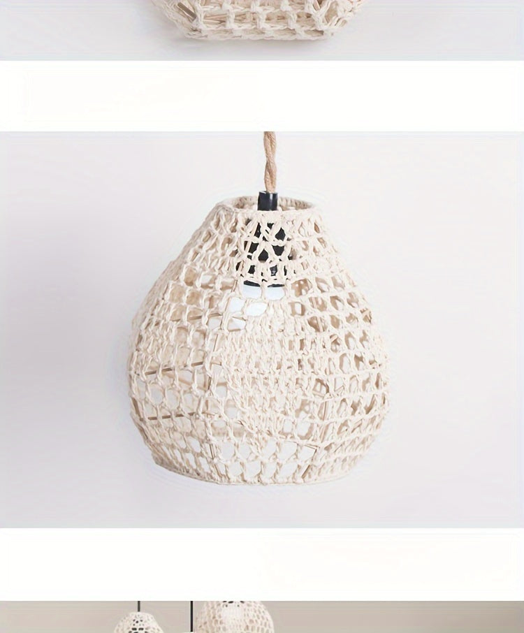 Bohemian Style Woven Pendant Lamp Shade Handwoven Indoor Decorative Lighting Living Room Homestay Hotel Bar Counter Creative Decorative Lighting