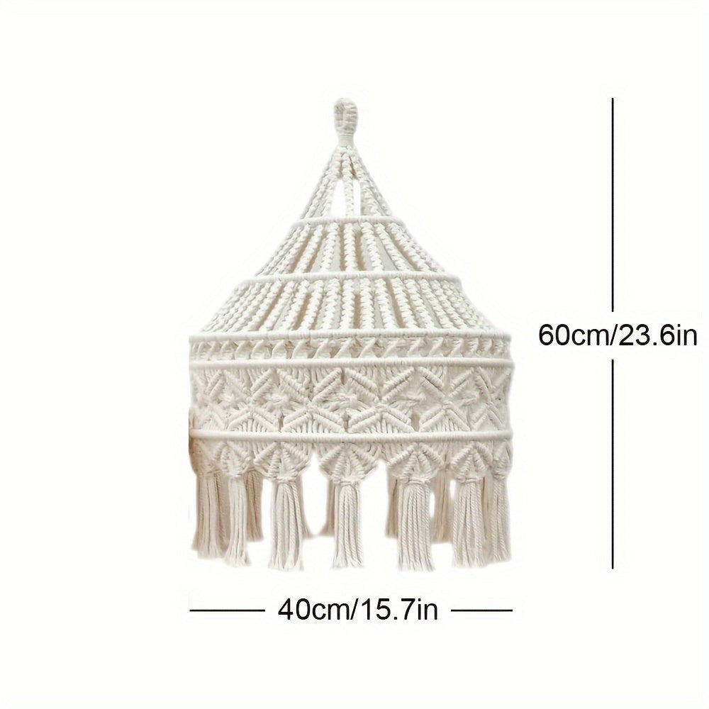 Bohemian Style Handwoven Tassel Lampshade - Large Decorative Hanging Lampshade,No Battery Required(Does not include lamp body),Handmade,Chandelier