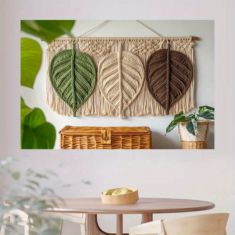 1pc Country Leaf MacLamy Wall Hanging - green、Beige、Brown woven design,Used for home decoration - Perfect for party backgrounds、Birthdays and Outdoor Celebrations - Craftsman Materials,No Electricity Required,McLamy Wall Mount