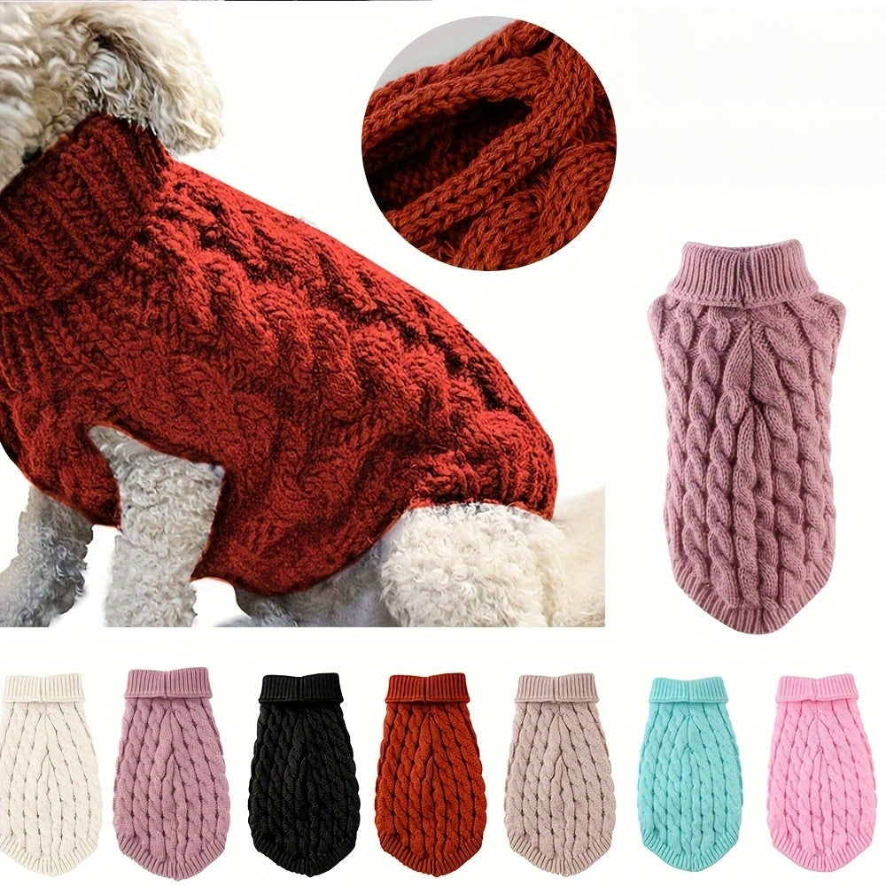 1Comfortable Knitted Cat and Dog Sweater - Soft Acrylic Pullover for Small to Medium Pets,Winter and Autumn Thermal,Yes7Available Colors,Machine Washable