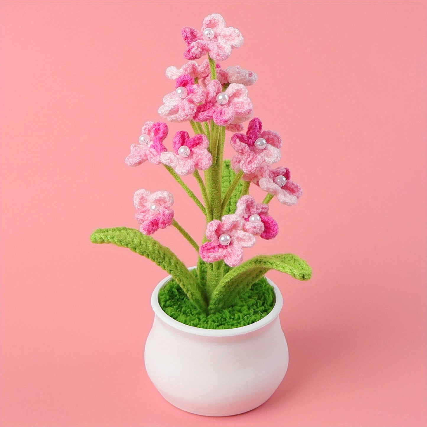 Handmade Crochet Forget-Me-Not Potted Plant、Fabric Starry Sky Artificial Flowers、Reunion Decoration、No Power Or Battery Required,Christmas、Birthday、Ideal choice for party gifts