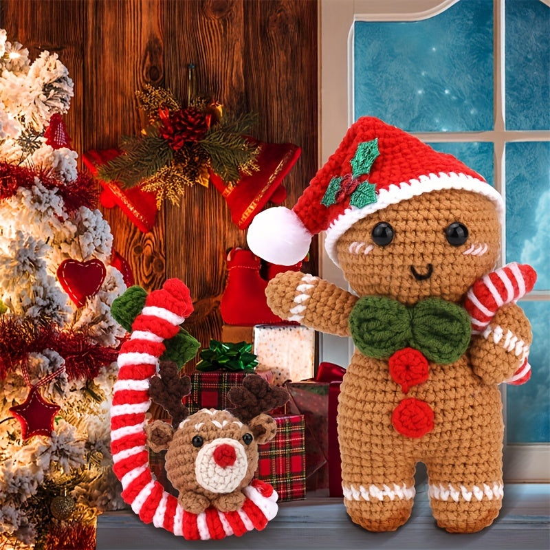 Beginner Crochet Kit,Christmas Crochet Knitting Kit for Adults Beginners,Complete Craft Kit Crochet Knitting Beginner Set,Comes with Step-by-Step Video Tutorial