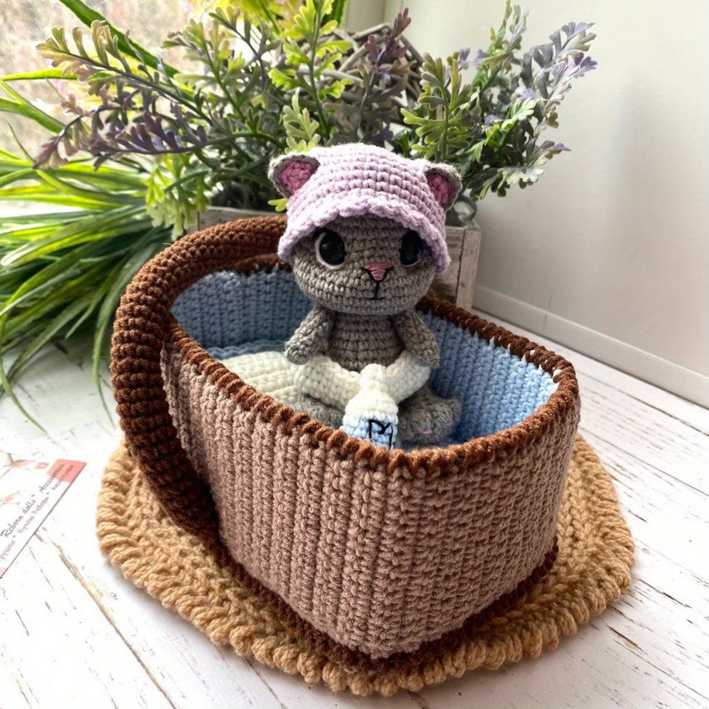 1Beginner Animal Crochet Kit - Handmade Crochet Doll,Comes with woven blanket and hat,Perfect for spring home decor,Wedding,Christmas,Valentine's Day,Thanksgiving Day,Mother's Day,Birthday,Holiday Party Favors,Including step-by-step PDF Tutorial,Seasonal