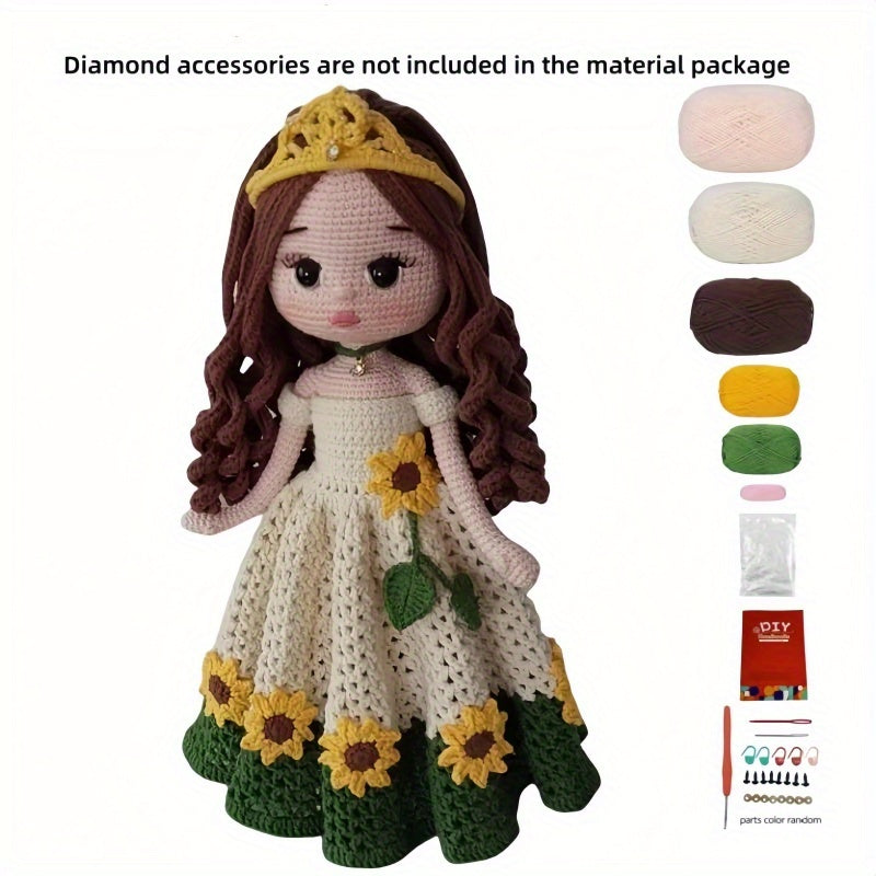 1pc Floral Long Dress Princess Crochet Handcraft Kit - Beginner Amigrumi Crochet Hook Set - Adult Handicrafts DIY Animal Crochet Set - Comes with a full instructional video - Handcraft Enthusiast Must-Have Crochet Kit - Crochet Kit for Adults Includes Bas