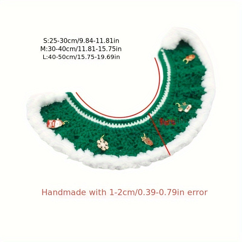 2 Christmas Handwoven Shawl and Hat Set,Suitable for all pets,Cotton,Suitable for all breeds,Cat Necklace Accessories,Holiday Pet Decorations