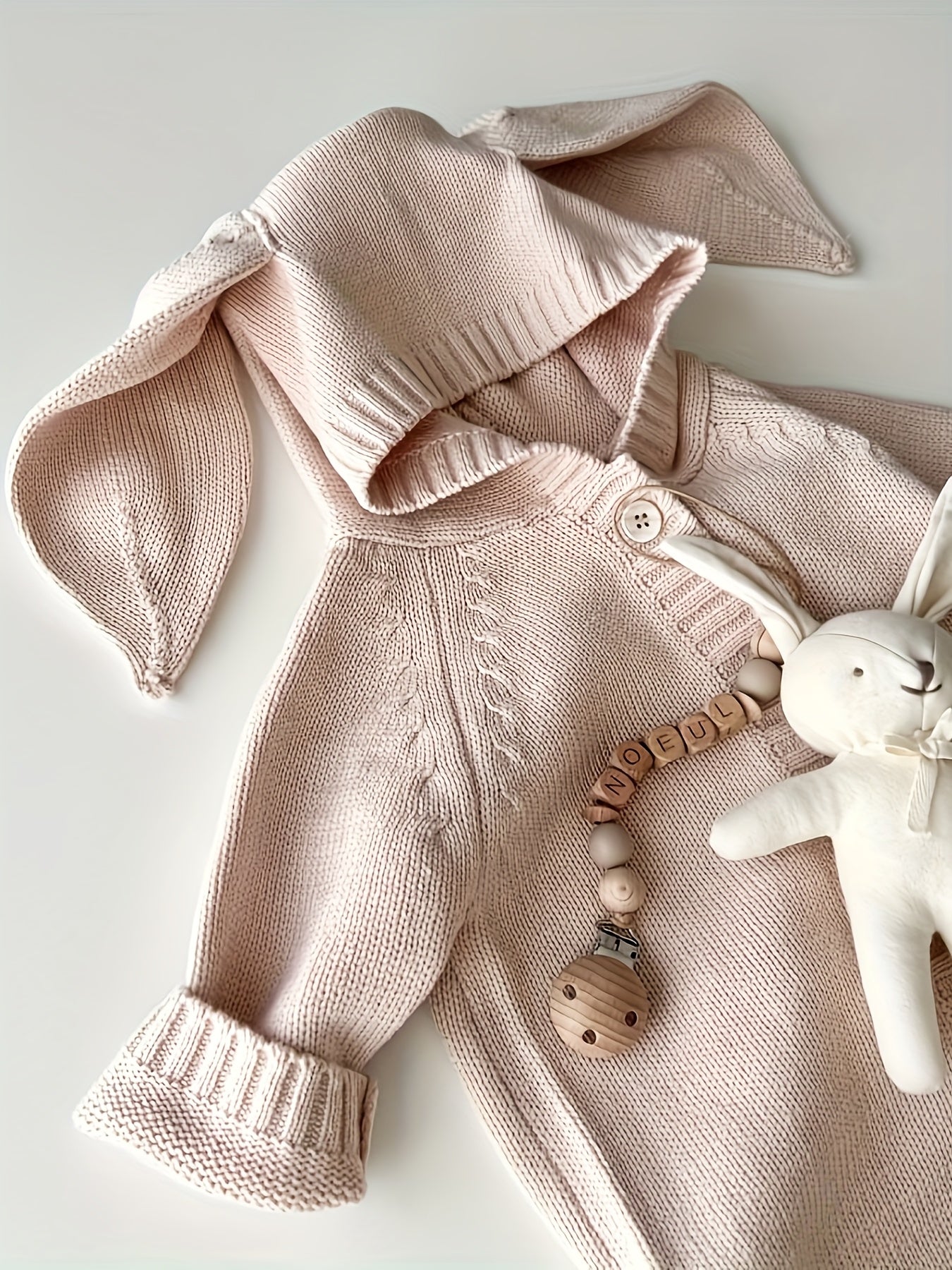 Spring and Autumn New Korean Style Baby Clothes ins Wind Bunny Style Children's Jumpsuit Baby Knit Sweater(without Accessories)