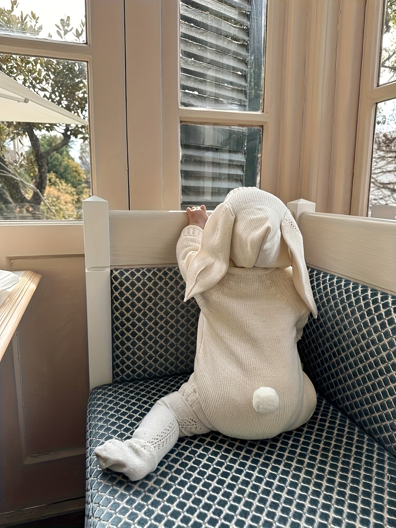 Spring and Autumn New Korean Style Baby Clothes ins Wind Bunny Style Children's Jumpsuit Baby Knit Sweater(without Accessories)