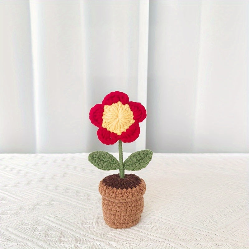 1pc Valentine's Day Gift Heart-Shaped Potted Plant,Hand-woven Artificial Flower Decoration,Home Decor Small Ornaments