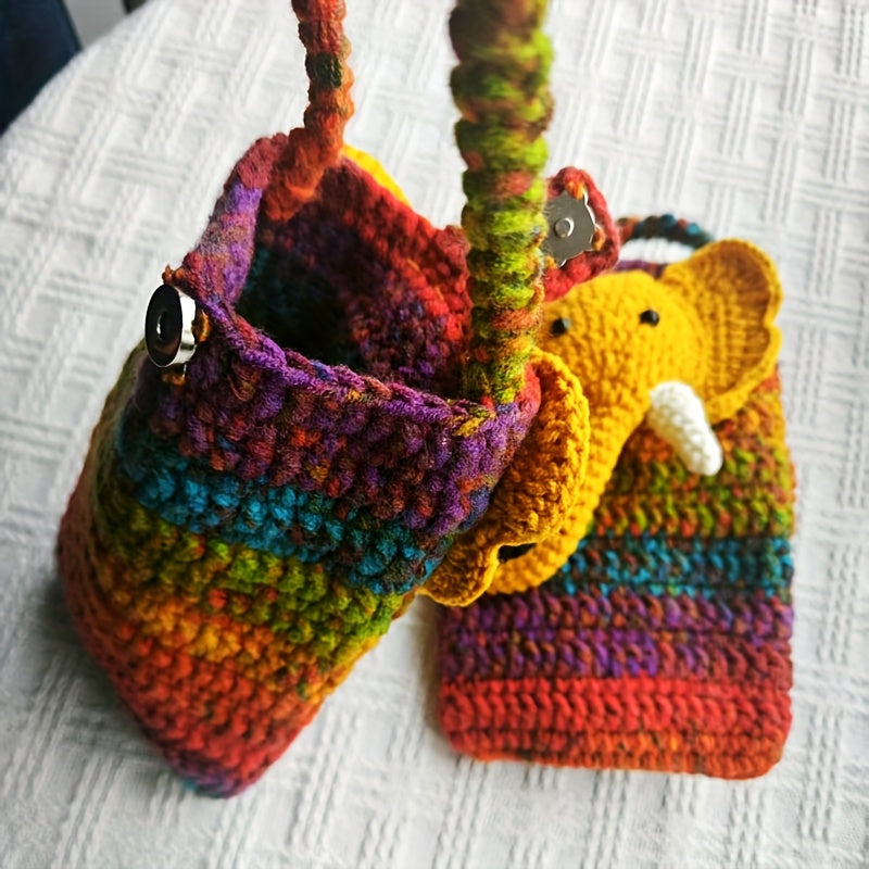 Handwoven Quirky Phone Bag Knitted Crossbody Bag Woven Coin Purse ID Bag