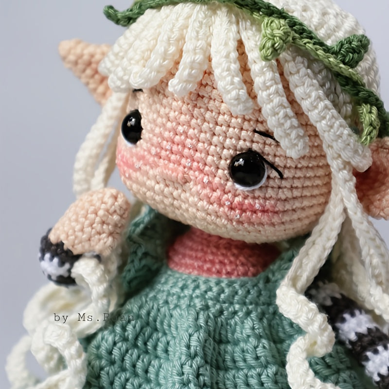 White Hair Fairy Girl Crochet Kit,Suitable for beginners,Crochet Kit for Adults,With Step-by-Step Text Tutorial,Girl wearing a dress,Adult DIY Handicrafts,Cute and Humorous Home Decorations,Birthday Valentine's Day Holiday Gifts