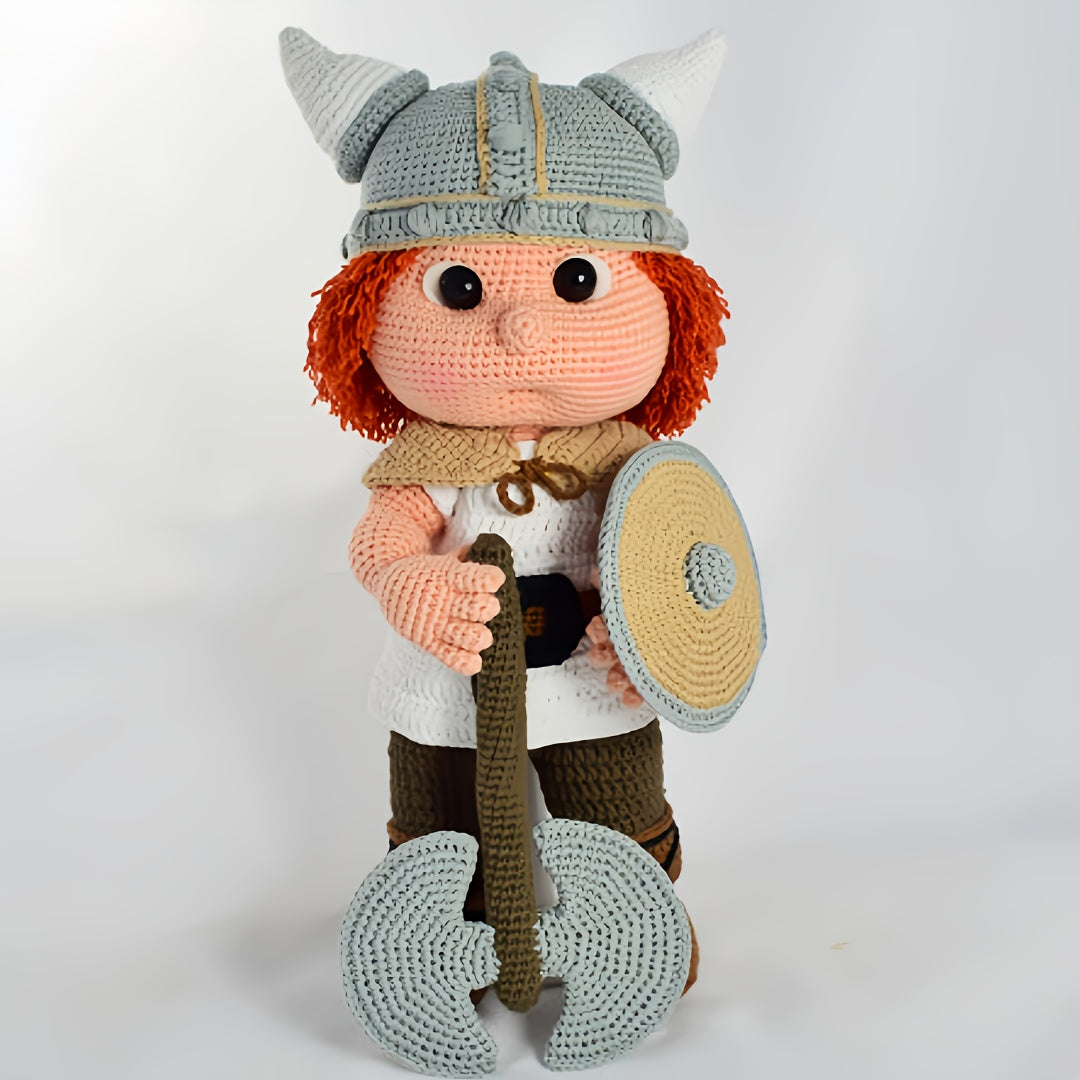 1Crochet Hook Needle Boy with Axe,Includes complete weaving kit、High-quality yarn、Manual and English Video Tutorial。Suitable for Families、Friends、Couple,Makes a perfect gift for all occasions