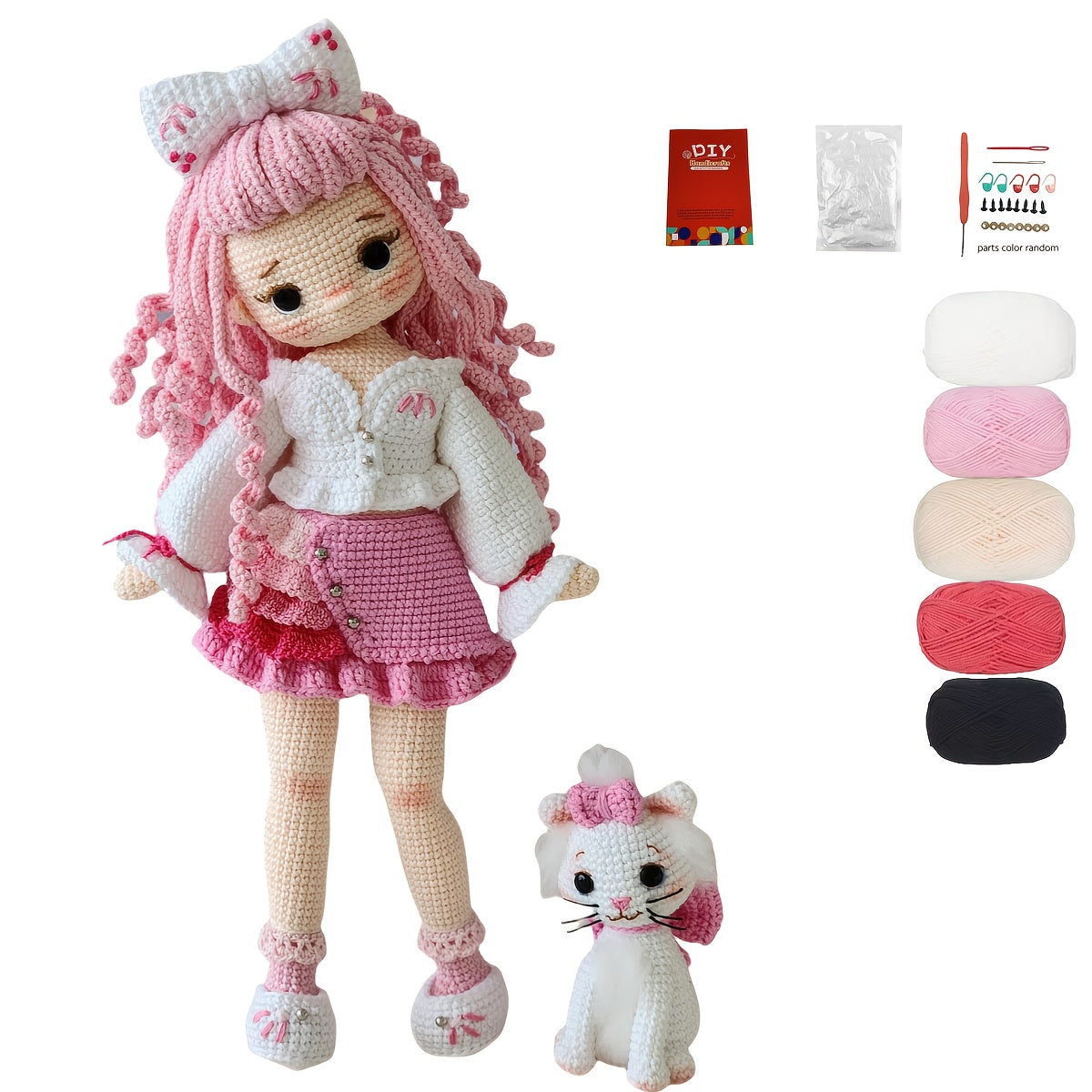 Beginner Crochet Kit - DIY Amigurumi DIY Kits,Features are princesses and cats,Including detailed PDF Guide - Year-round Fabric and Yarn Crochet Supplies - Perfect for adults - Perfect for decoration and holiday gifts