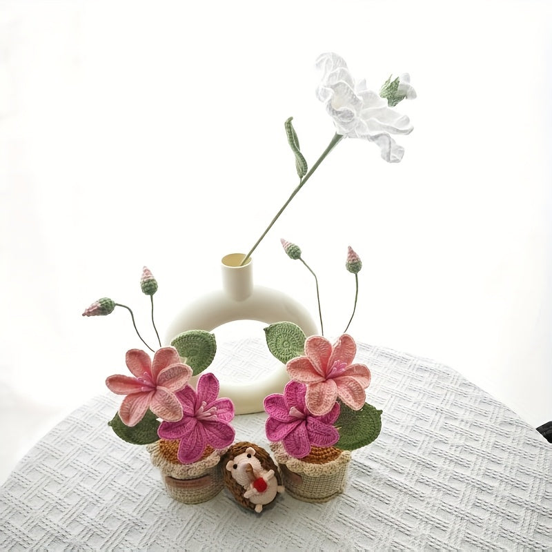 New Handmade Woven Mother's Day Father's Day Graduation Season Home Decoration Flower Full Moon Round Potted Plant Ornament