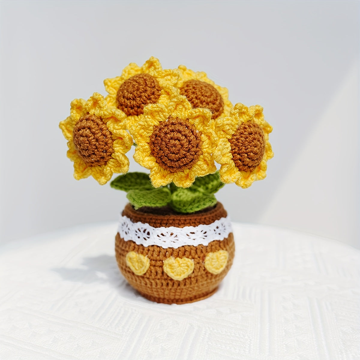 1Handwoven Sunflower Potted Plant Cozy Home Decor,Suitable for Office、Living Room、Bedroom - Gift for Wife、Mother、A thoughtful gift for my girlfriend(Birthday、Christmas、Thanksgiving Day、Valentine's Day)